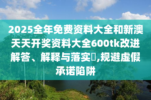 2025全年免费资料大全和新澳天天开奖资料大全600tk改进解答、解释与落实​,规避虚假承诺陷阱
