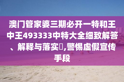 澳门管家婆三期必开一特和王中王493333中特大全细致解答、解释与落实​,警惕虚假宣传手段